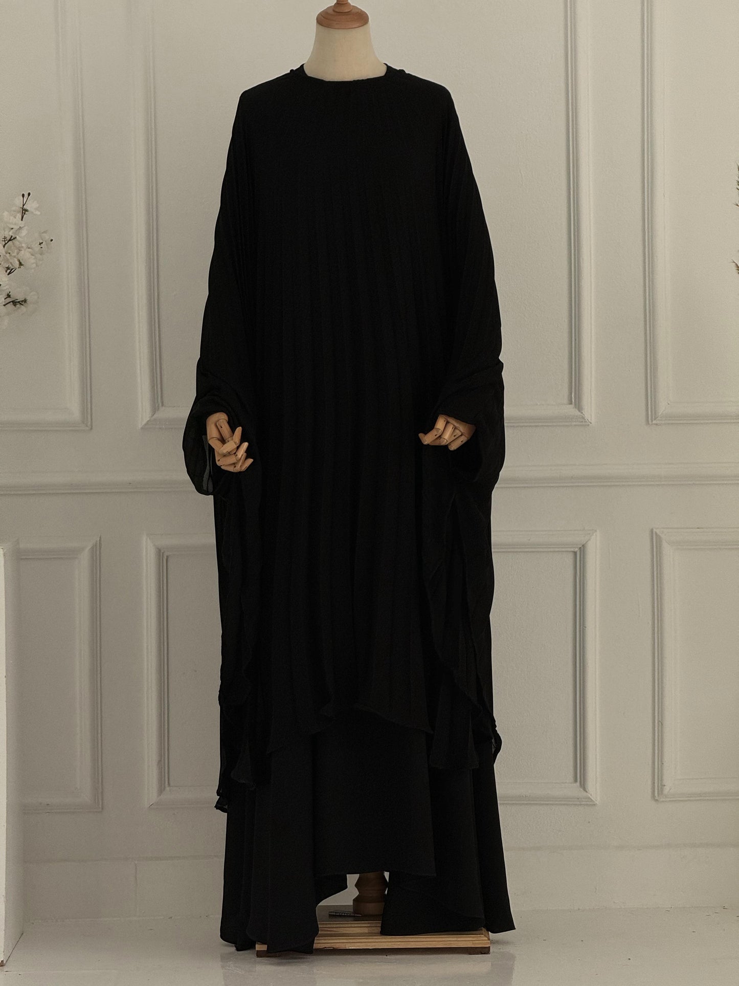 Pleated Chiffon Clouch Cape