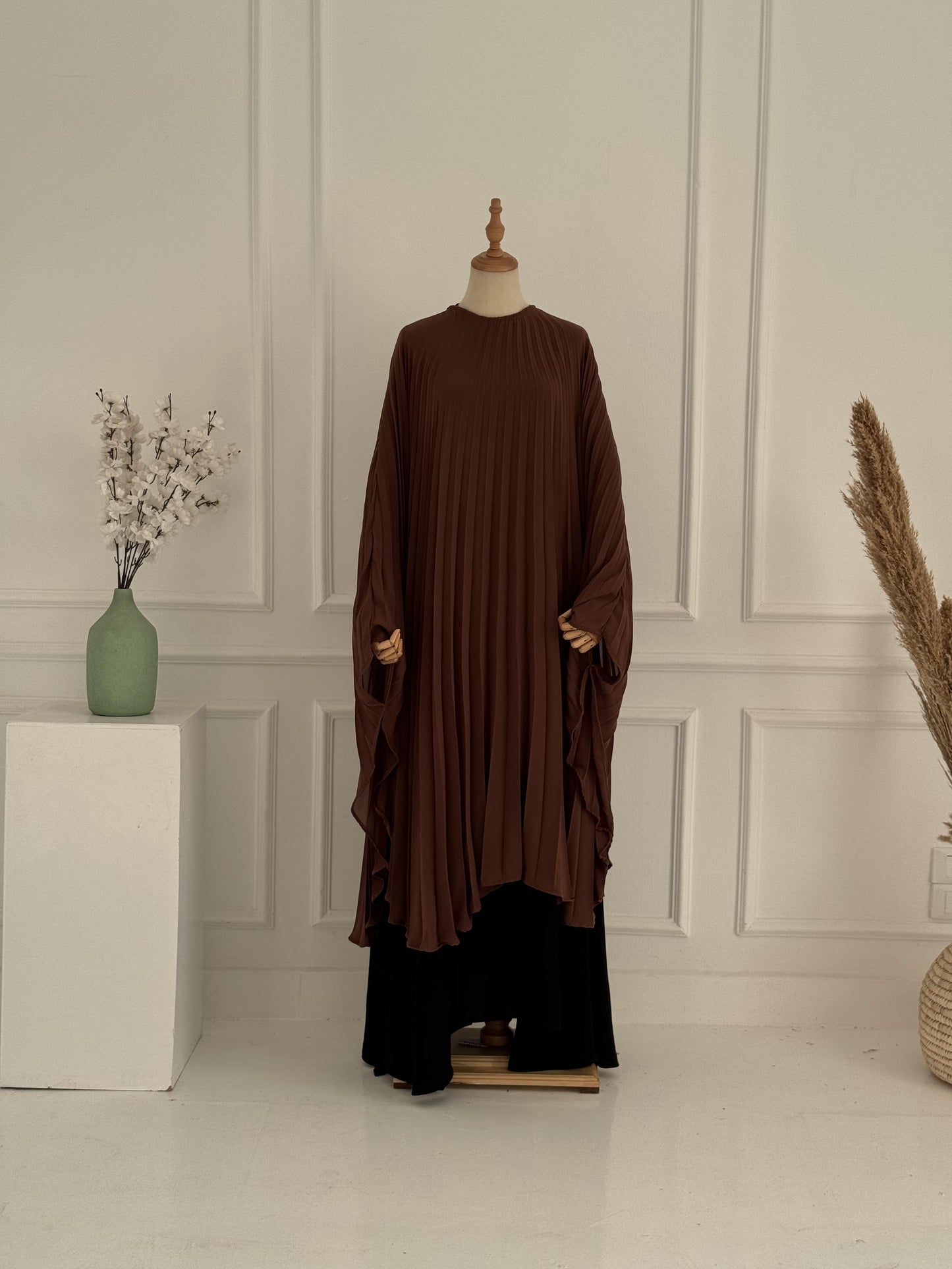 Pleated Chiffon Clouch Cape