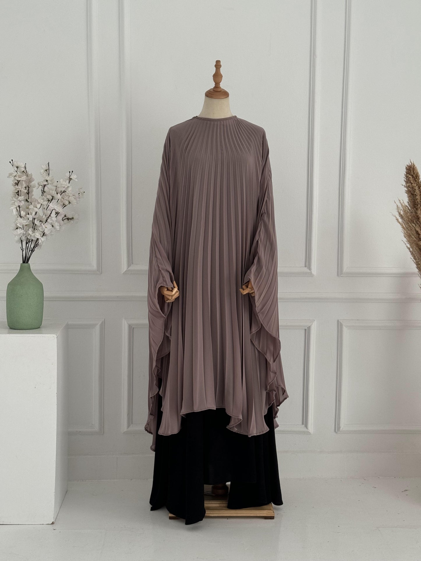 Pleated Chiffon Clouch Cape