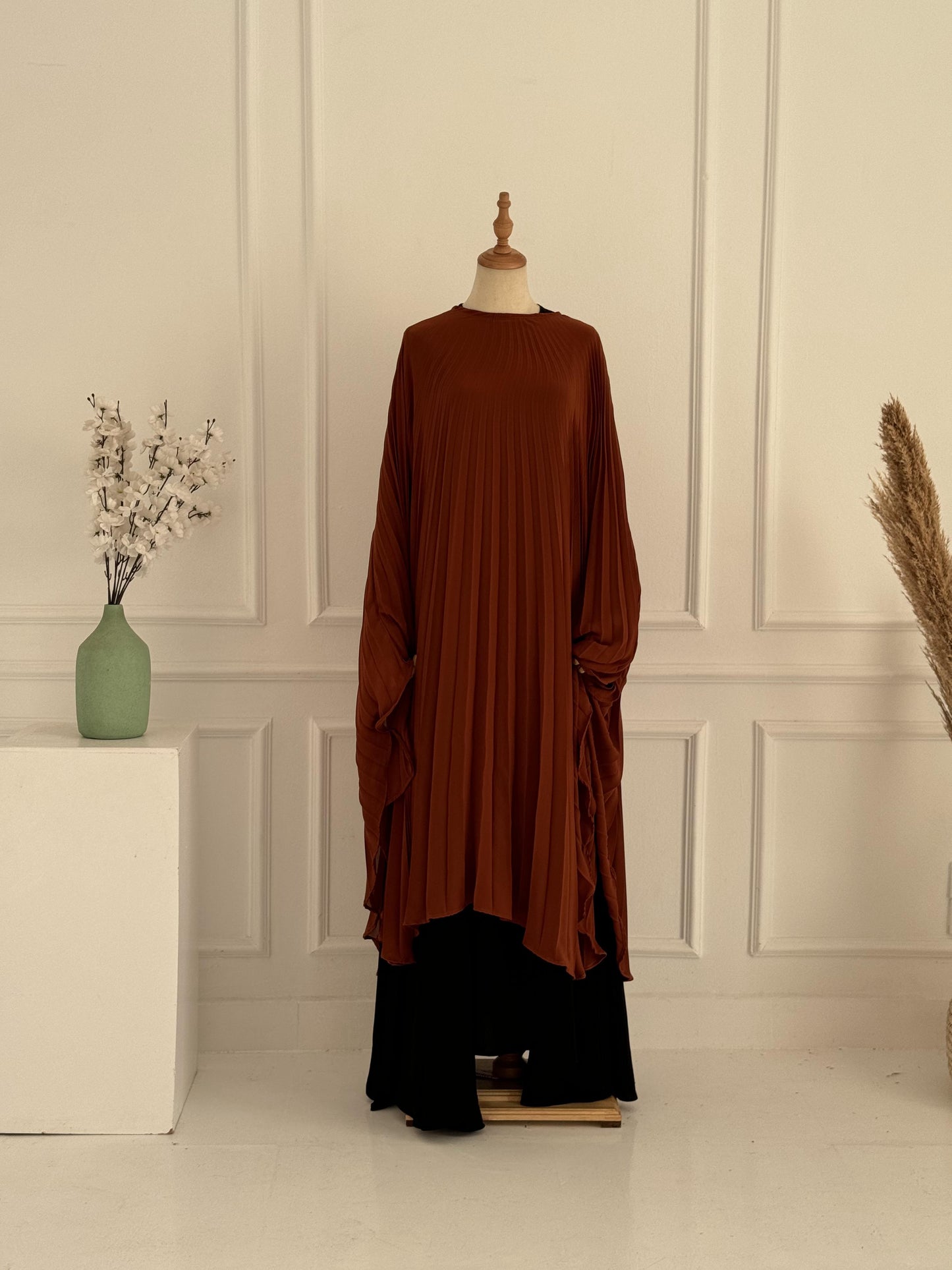 Pleated Chiffon Clouch Cape