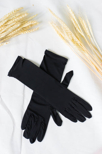 Long Plain Gloves Without Floral Pattern