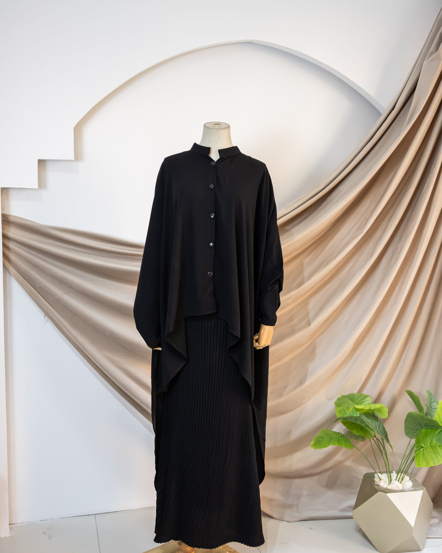 Short Front Long Back Cape With Buttons