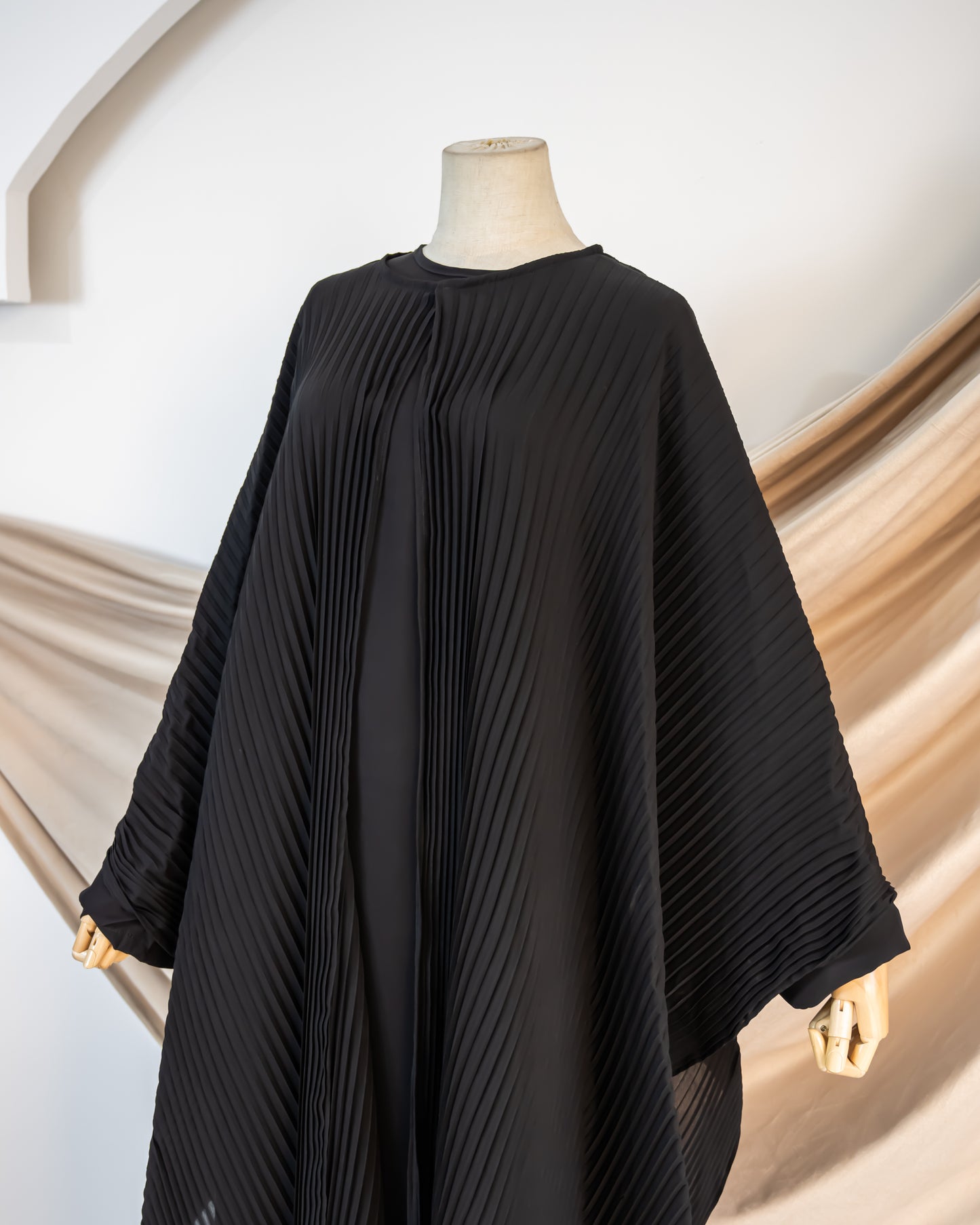 Pleated Chiffon Qfttan