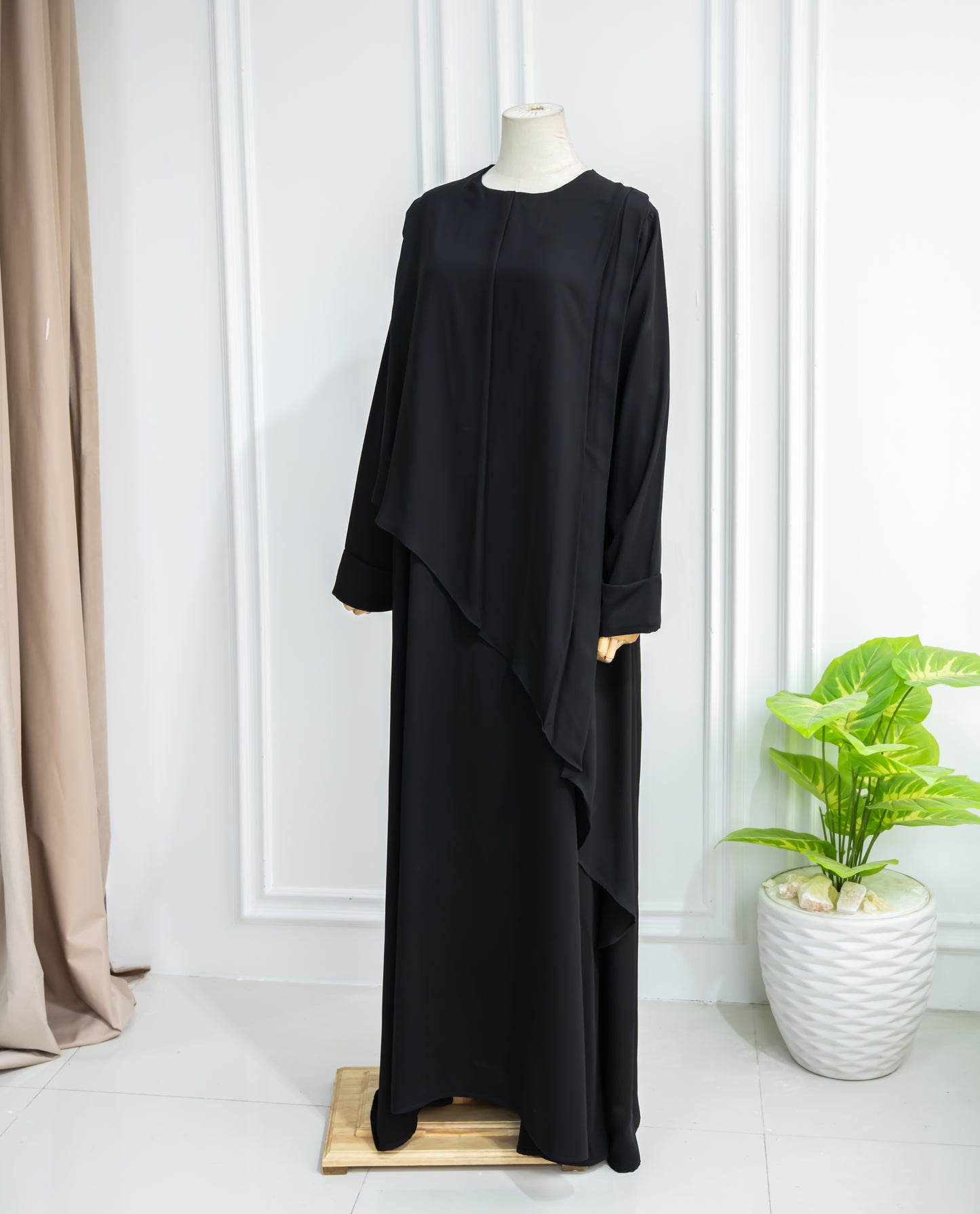 Abaya With Front Graded Chiffon Cape
