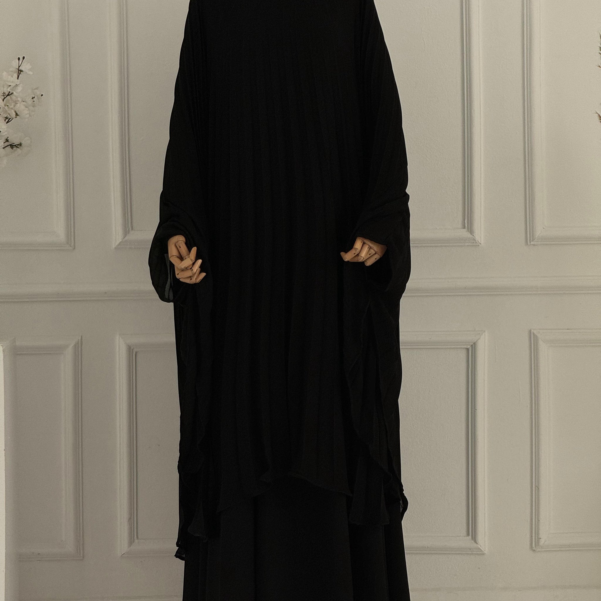 Pleated Chiffon Clouch Cape