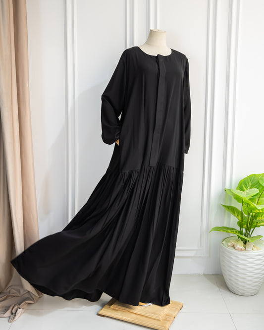 Abaya With Secret Buttons & Ruffles