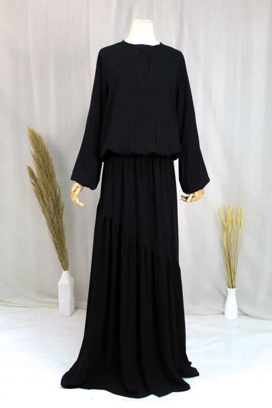 Abaya With Loose Waist &Ruffles